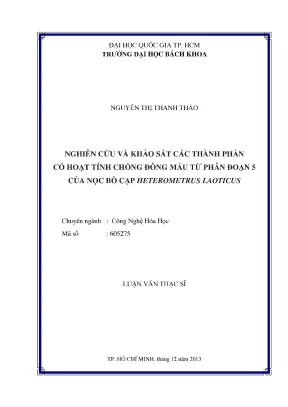 Nghiên cứu hoạt tính chống đông máu từ nọc bò cạp