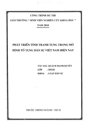 Phát Triển Tính Tranh Tụng Trong Tố Tụng Dân Sự Việt