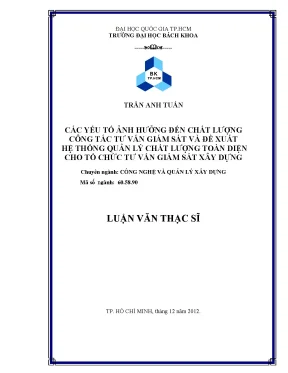 Các yếu tố ảnh hưởng đến chất lượng tư vấn giám sát xây