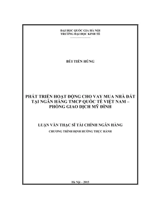 Phát Triển Hoạt Động Cho Vay Mua Nhà Đất Tại Ngân Hàng