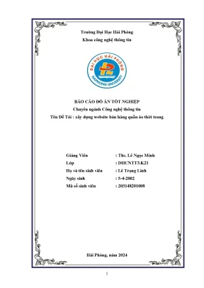 Đồ án tốt nghiệp CNTT: Xây dựng website bán hàng thời