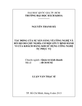 Tác động của công nghệ và rủi ro cơ hội lên ý định sử
