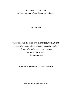 Luận Văn Thạc Sĩ: Quản Lý Rủi Ro Tín Dụng Khách Hàng Cá