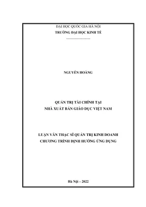 Luận Văn Thạc Sĩ Quản Trị Kinh Doanh: Quản Trị Tài Chính