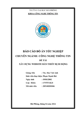 Khóa Luận Tốt Nghiệp CNTT: Xây Dựng Website Bán Thiết Bị