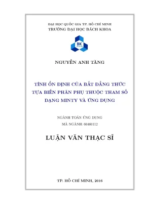 Luận Văn Thạc Sĩ: Tính Ổn Định Bất Đẳng Thức Tựa Biến