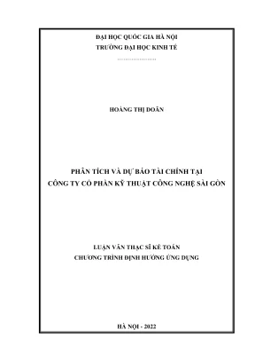 Luận Văn Thạc Sĩ Kế Toán: Phân Tích Và Dự Báo Tài Chính