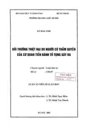 Luận án tiến sĩ luật học: Bồi thường thiệt hại do người