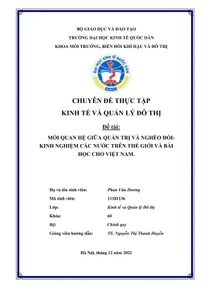 Quản trị và nghèo đói: Bài học từ kinh nghiệm quốc tế