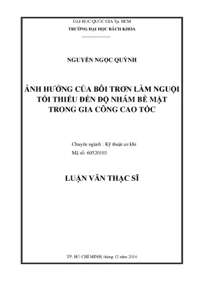 Tác động của bôi trơn làm nguội tối thiểu đến độ nhám bề
