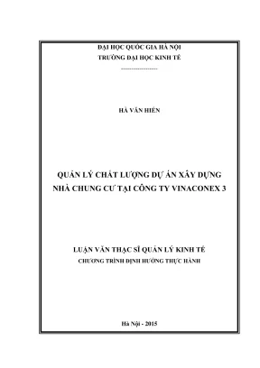 Luận Văn Thạc Sĩ Quản Lý Kinh Tế: Chất Lượng Dự Án Xây