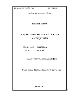Luận Văn Thạc Sĩ Luật Học: Di Tặng - Lý Luận Và Thực Tiễn