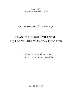 Nghiên cứu quản lý hộ tịch tại Việt Nam: Lý luận và thực