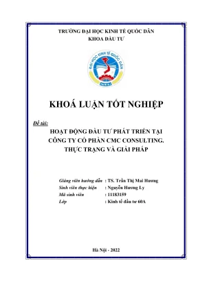 Khóa Luận Tốt Nghiệp: Thực Trạng Và Giải Pháp Đầu Tư