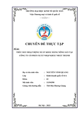 Chuyên đề thực tập: Giải pháp thúc đẩy xuất khẩu nông 