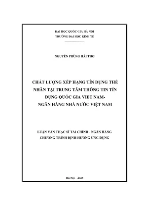 Luận Văn Thạc Sĩ Tài Chính Ngân Hàng: Xếp Hạng Tín Dụng