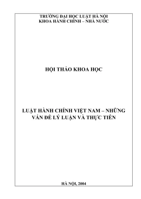 Kỷ yếu hội thảo khoa học luật hành chính Việt Nam: Lý 
