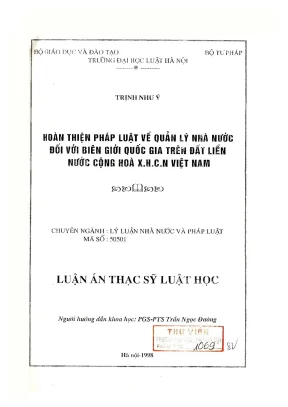 Hoàn thiện pháp luật quản lý nhà nước về biên giới đất
