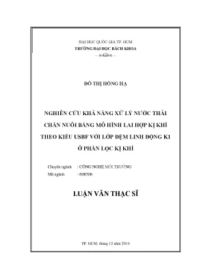 Nghiên cứu xử lý nước thải chăn nuôi bằng mô hình USBF