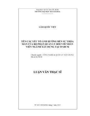Các yếu tố ảnh hưởng đến sự thỏa mãn của quản lý với
