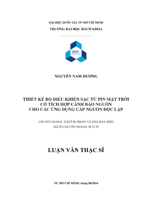 Thiết kế bộ điều khiển sạc pin mặt trời tích hợp cảnh