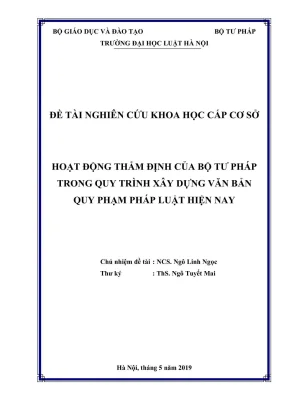 Nghiên cứu hoạt động thẩm định của Bộ Tư pháp trong xây