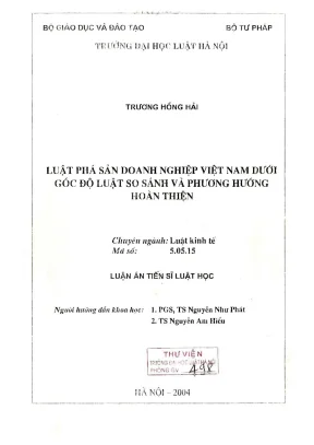 Luận án tiến sĩ luật phá sản doanh nghiệp Việt Nam: So