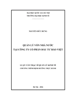 Luận Văn Thạc Sĩ Quản Lý Kinh Tế: Quản Lý Vốn Nhà Nước