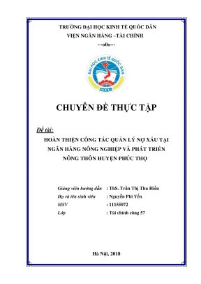 Quản lý nợ xấu tại ngân hàng nông nghiệp huyện Phúc Thọ