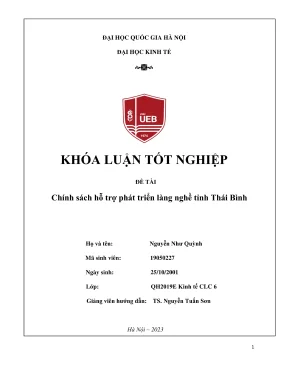 Chính Sách Hỗ Trợ Phát Triển Làng Nghề Tỉnh Thái Bình |