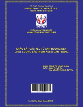 Khảo sát yếu tố ảnh hưởng chất lượng kefir đậu phộng