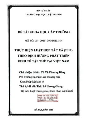 Nghiên cứu thực hiện Luật Hợp tác xã 2012: Định hướng 