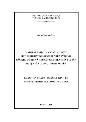 Giải pháp quản lý kinh tế tạo việc làm cho lao động bị