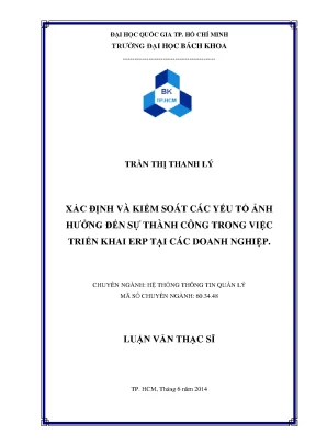 Luận Văn Thạc Sĩ: Yếu Tố Thành Công Triển Khai ERP Trong