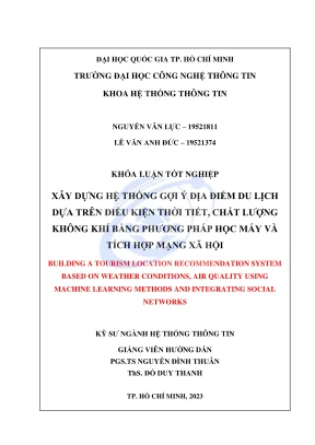 Hệ Thống Gợi Ý Địa Điểm Du Lịch Dựa Trên Thời Tiết Và