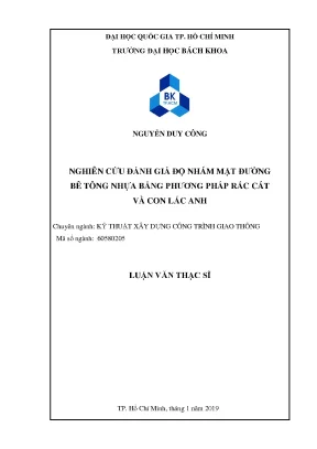 Nghiên cứu đánh giá độ nhám mặt đường bê tông nhựa bằng