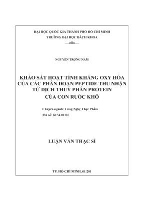Khảo sát hoạt tính kháng oxy hóa của peptide từ dịch