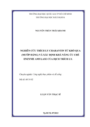Nghiên cứu trích ly Charantin từ mướp đắng và khả năng 