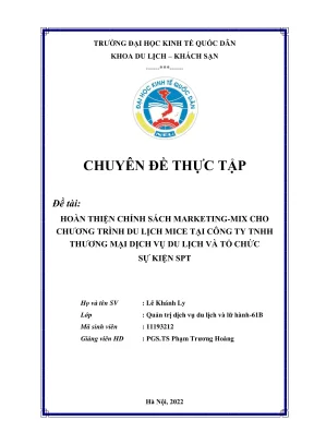 Hoàn thiện chính sách Marketing Mix cho sản phẩm du lịch 