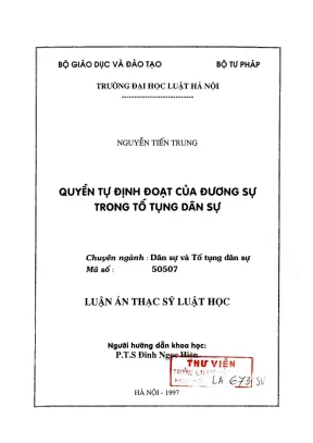 Quyền Tự Định Đoạt Của Đương Sự Trong Tố Tụng Dân Sự - 