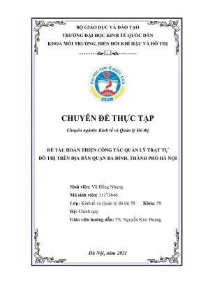 Hoàn Thiện Công Tác Quản Lý Trật Tự Đô Thị Tại Quận Ba