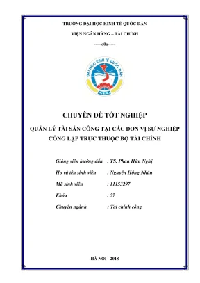 Quản lý tài sản công tại đơn vị sự nghiệp công lập trực 
