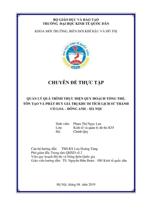Quản lý quy hoạch tổng thể tôn tạo và phát huy giá trị