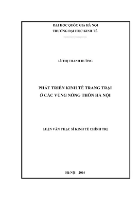 Luận Văn Thạc Sĩ: Phát Triển Kinh Tế Trang Trại Ở Nông