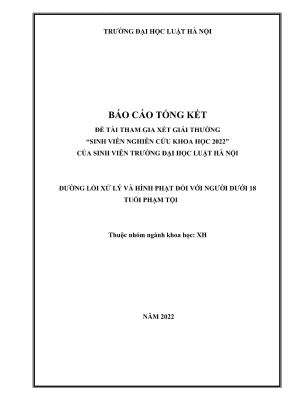 Nghiên cứu khoa học: Xử lý và hình phạt cho người dưới 