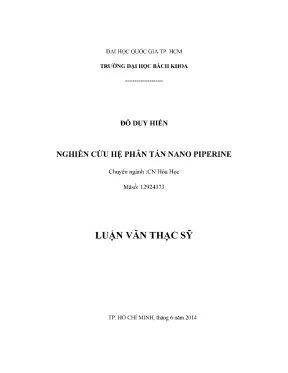 Nghiên Cứu Hệ Phân Tán Nano Piperine Trong Luận Văn Thạc