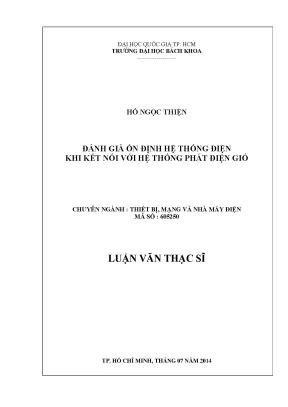 Luận Văn Thạc Sĩ: Đánh Giá Ổn Định Hệ Thống Điện Khi Kết