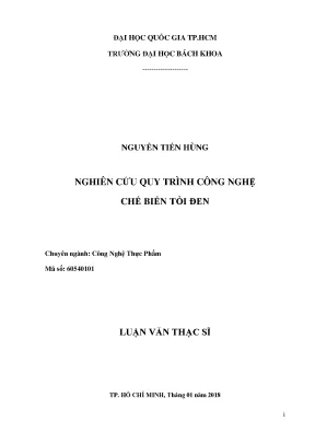 Luận Văn Thạc Sĩ Công Nghệ Thực Phẩm: Nghiên Cứu Quy