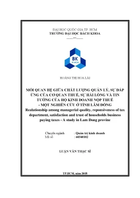 Mối Quan Hệ Giữa Chất Lượng Quản Lý, Đáp Ứng Cơ Quan