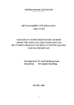 Vận dụng tư tưởng nhân văn Hồ Chí Minh nâng cao chất
